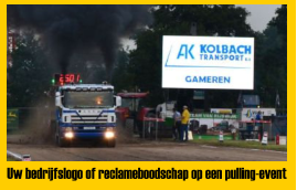 Uw bedrijfslogo of reclameboodschap op een pulling-event