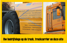 Uw bedrijfslogo op de truck, truckcarrier en deze site